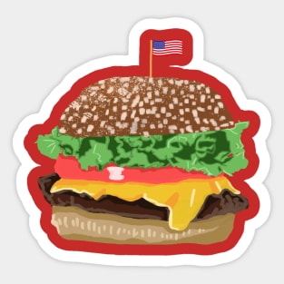 Burger 4th of July Design 2 Sticker